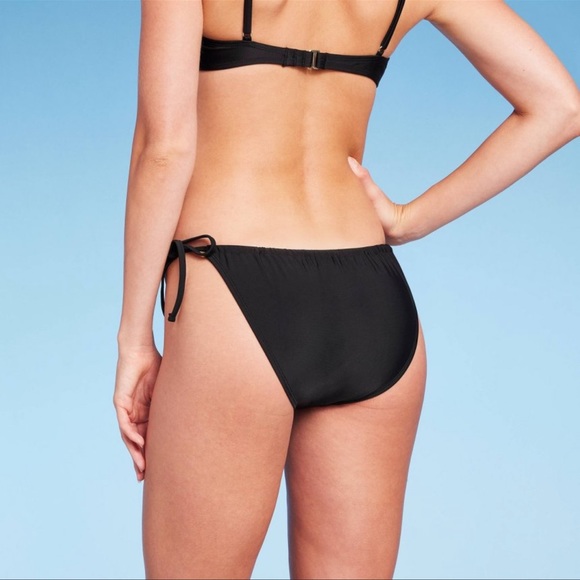 2/$20 Wild fable Women's Side-Tie Adjustable HighLeg Bikini Bottom - Black - Picture 2 of 5